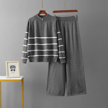 Load image into Gallery viewer, Striped loose two-piece set for women