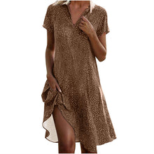 Lade das Bild in den Galerie-Viewer, Polka Dot Print Short Sleeve V-Neck Loose Fit Casual Summer Dress