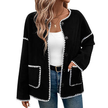 Load image into Gallery viewer, Color Block Long Sleeve Open Front Loose Fit Fleece Cardigan Jacket