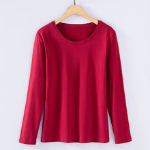 Load image into Gallery viewer, Round neck solid color long sleeved T-shirt for women
