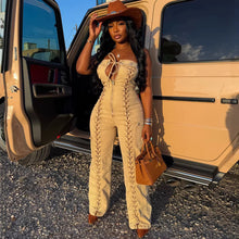 Lade das Bild in den Galerie-Viewer, Fashion Women's Strapless Jumpsuit Sexy Side Tie Distressed Denim One-Piece Pants