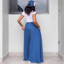 Load image into Gallery viewer, Women's Denim Skirt Washed Soild Color Drawstring Dress