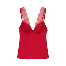 Load image into Gallery viewer, Lace and satin textured top for women's clothing