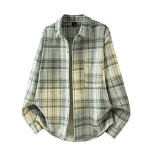 Load image into Gallery viewer, Men's Vintage Casual Plaid Long Sleeve Turn-down Collar Lyocell Shirt