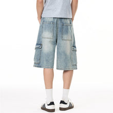Load image into Gallery viewer, Washed denim workwear shorts