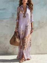 Load image into Gallery viewer, Chiffon Digital Print Fresh Vintage Flowy Women's Dress