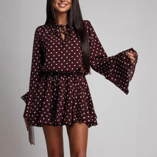 Load image into Gallery viewer, Dotted French Sweet V-Neck Long Sleeve Elastic Waist Dress