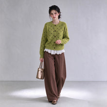 Load image into Gallery viewer, Polka Dot Relaxed Fit Knit Cardigan Sweater for Women