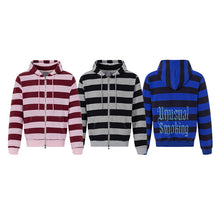Load image into Gallery viewer, Black and gray striped hooded sweatshirt casual jacket