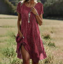 Load image into Gallery viewer, Summer Bohemian Style Large Round Neck Mid-Length Dress