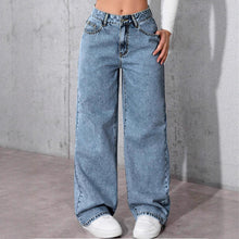 Load image into Gallery viewer, Washed Wide Leg Elastic High Waist Fashion Casual Jeans for Women