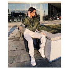 Load image into Gallery viewer, Ladies Elastic Sleeves Zipper Jacket