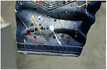 Load image into Gallery viewer, Men Summer Blue Shorts Jeans Holes Denim Shorts Paint Casual Streetwear Jeasn Shorts High Quality Men Slim Fit Stretch Jeans 38