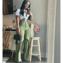 Lade das Bild in den Galerie-Viewer, Contrast Line Splicing Hollow-Out Loose Cargo Pants