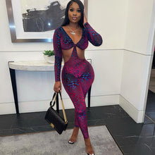 Lade das Bild in den Galerie-Viewer, Long Sleeve Snakeskin Printed Club Wear Skinny Jumpsuits