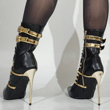 Charger l'image dans la galerie, Summer High Heels Gold Straps Cutout Ankle Sandal Boots