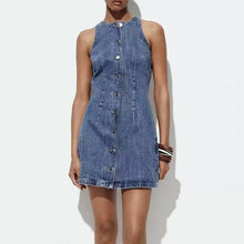 Lade das Bild in den Galerie-Viewer, Sleeveless Jean Denim Elegant Casual Mini Dress