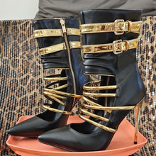 Charger l'image dans la galerie, Summer High Heels Gold Straps Cutout Ankle Sandal Boots