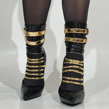 Charger l'image dans la galerie, Summer High Heels Gold Straps Cutout Ankle Sandal Boots