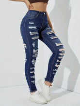Lade das Bild in den Galerie-Viewer, High Waist Slim Stretch Ripped Distressed Denim Jeans