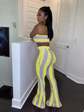 Lade das Bild in den Galerie-Viewer, Women Striped Crop Top Pants Two Piece Sets