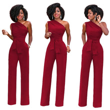 Load image into Gallery viewer, Women Off Shoulder Casual Jumpsuits Wide Leg Pants