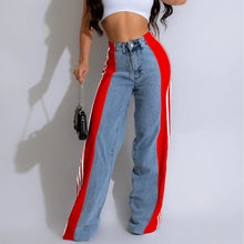 Load image into Gallery viewer, Multi-Color Side Stripe Wide-Leg Jeans
