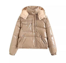 Lade das Bild in den Galerie-Viewer, Parka Hooded Padded Black Shiny Puffer Jacket