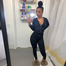 Lade das Bild in den Galerie-Viewer, Liu Ming Printed Women Hoodies Set Crop Top and Leggings Pants 2 Piece Set