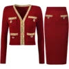 Lade das Bild in den Galerie-Viewer, Sequined Beaded Knitted Cardigan Two-Piece Skirt