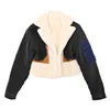 Cargar imagen en el visor de la galería, Chaqueta vaquera corta de patchwork de pelo con bolsillos