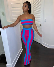 Lade das Bild in den Galerie-Viewer, Women Striped Crop Top Pants Two Piece Sets