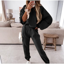 Cargar imagen en el visor de la galería, Conjunto de dos piezas de pantalón y manga larga con capucha para mujer