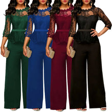 Load image into Gallery viewer, Elegant Sexy Jumpsuits Women Long Sleeve Lace Patchwork Jumpsuit