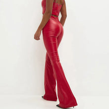 Lade das Bild in den Galerie-Viewer, Slim Fit High Waist Leather Pants