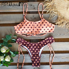 Lade das Bild in den Galerie-Viewer, Sexy Brazilian Print Halter Backless Swimsuit