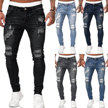 Charger l'image dans la galerie, Mens Ripped Skinny Jeans Blue Slim Fit Hole Pencil Pants Biker Casual Trousers Streetwear 2020 High Quality Denim Man Clothing