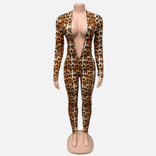 Load image into Gallery viewer, Club Deep V-Neck Long Sleeve High Waist Jumpsuit