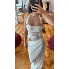 Lade das Bild in den Galerie-Viewer, Halter Neck White Mesh Casual Women Dress