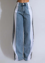 Load image into Gallery viewer, Multi-Color Side Stripe Wide-Leg Jeans