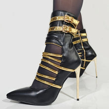 Charger l'image dans la galerie, Summer High Heels Gold Straps Cutout Ankle Sandal Boots