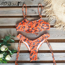 Lade das Bild in den Galerie-Viewer, Sexy Brazilian Print Halter Backless Swimsuit