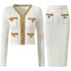 Lade das Bild in den Galerie-Viewer, Sequined Beaded Knitted Cardigan Two-Piece Skirt