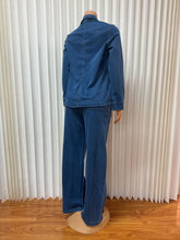Lade das Bild in den Galerie-Viewer, Chic Design Denim Long Sleeve Lapel Pocket Top Lace up Straight Jeans