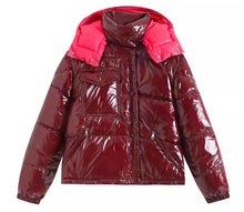 Lade das Bild in den Galerie-Viewer, Parka Hooded Padded Black Shiny Puffer Jacket