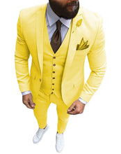 Load image into Gallery viewer, Men's Suits Prom Tuxedo Slim Fit 3 Piece Groom Wedding Suit For Men Custom Blazer Terno Masuclino 3 Pieces (jacket+vest+pant)