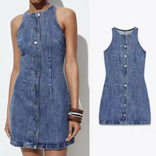 Lade das Bild in den Galerie-Viewer, Sleeveless Jean Denim Elegant Casual Mini Dress