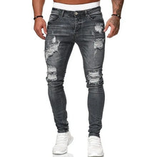 Charger l'image dans la galerie, Mens Ripped Skinny Jeans Blue Slim Fit Hole Pencil Pants Biker Casual Trousers Streetwear 2020 High Quality Denim Man Clothing