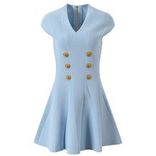 Lade das Bild in den Galerie-Viewer, Elegant Style Lady Knits V-neck- Sleeveless Mini Dress
