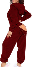 Load image into Gallery viewer, 80223 European and American Cross-Border New Style One-Piece Loungewear Sexy Open-Back Women's Long-Sleeve Jumpsuit with Hood Cute Furry